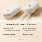 Beneficios del Cepillo Vapor MimosPet: vapor suave, puas redondeadas, mango plegable, perros y gatos
