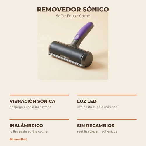 Removedor sónico MimosPet: vibración sónica, luz LED, inalámbrico y sin recambios